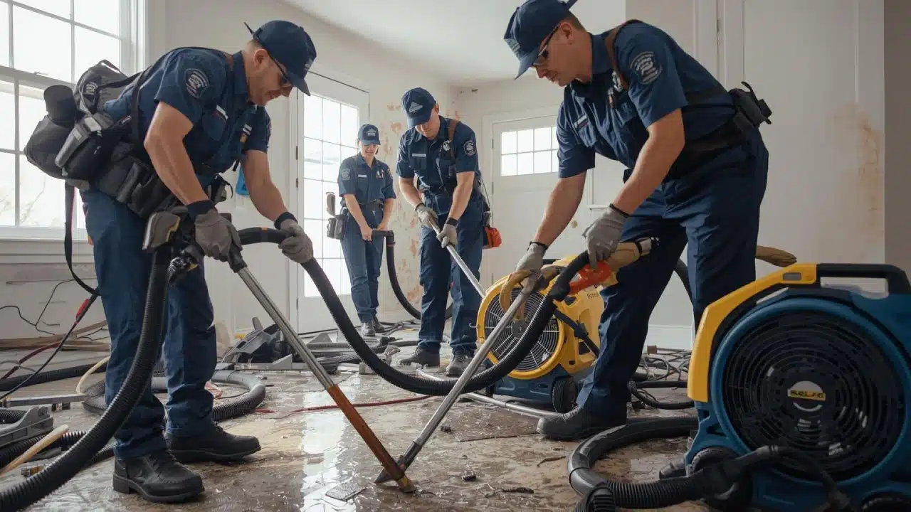 Emergency water damage restoration service in Round Lake with professional flood cleanup and drying equipment