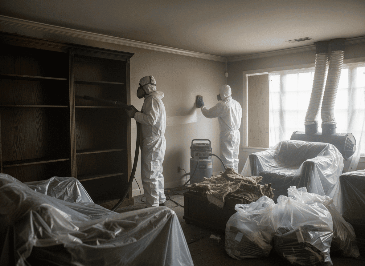 a person standing in a room with clothes on a bed